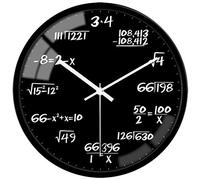 VIKMARI 12 Inch Glass Wall Clock Decorative Math Teaching Style Round Clocks Modern Black Battery Operated Silent Non Ticking Hanging Wall Clocks