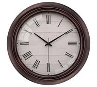 VIKMARI 12 Inch Rustic Brown Wall Clock, Silent Vintage Roman Numerals