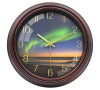 VIKMARI 12 Inch Silent Northern Lights Wall Clock for Bedroom Battery