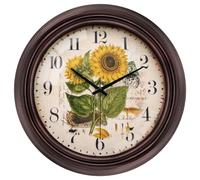 VIKMARI 12 Inch Vintage Sunflower Wall Clock Silent Kitchen Living Room