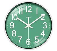 VIKMARI 12" Teal Wall Clock Silent Non-Ticking Sweep Movement for Kitchen