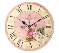 VIKMARI 14 Inch Kitchen Wall Clock Silent Pink Decorative Clock Vintage