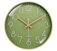 VIKMARI 8 Inch 3D Numerals Wall Clock Silent Non Ticking Modern Olive Green Clocks, Decor for Kitchen Living Room Bedroom Bathroom Office