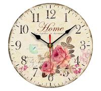 VIKMARI 8 Inch Silent Wall Clock Non-Ticking Battery Operated Arabic Numeral Flowers Style Art Hanging Vintage Clocks Decorative for living room bedroom kitchen office