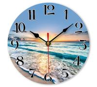 VIKMARI Beach Bathroom Clock 8 Inch Silent Small Wall Clock Kitchen