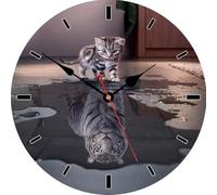 VIKMARI Kitchen Wall Clock, Large 12 Inch Cute Lovely Cat Tiger Clock, Unusual Modern Silent Wall Clocks Decorative for Bedroom Living Room Bathroom Office