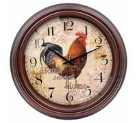 VIKMARI Rooster Wall Clock Vintage Silent Non Ticking Unusual Clock, 8.5 Inch Battery Operated Wall Clock for Kitchen Living Room Bedroom Office Home