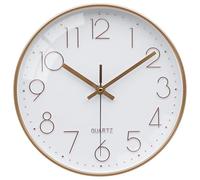 VIKMARI Rose Gold & White Silent Wall Clock Decorative for Living Room Kitchen Bedroom Office 10 Inch Modern
