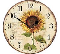 VIKMARI Summer Sunflower Wall Clock, Vintage Unusual Kitchen Clocks, Silent Decorative Retro Rustic Wall Clocks for Living Room Bedroom Bathroom Dining Room, 12 Inch