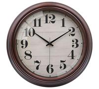 VIKMARI Vintage Wall Clock, 8.5 Inch Brown Silent Battery Operated Retro Decorative Clock for Living Room Bedroom Kitchen Office