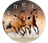 VIKMARI Wall Clock Silent Non Ticking - 14 Inch Running Horse Pattern Kitchen Wall Clock Quality Quartz Battery Operated Round Wall Clock for Home/Office/Classroom/School