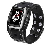 VIKOROS Wide Leather Cuff Compatible with Apple Watch Series 9 8 7 6 5 4 3 49mm 45mm 44mm 40mm 38mm 41mm 42mm Band for Men Women Gothic, Punk Goth Military Bracelet Smart Watch Strap for iWatch Bands