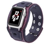 VIKOROS Wide Leather Cuff Compatible with Apple Watch Series 9 8 7 6 5 4 3 49mm 45mm 44mm 40mm 38mm 41mm 42mm Band for Men Women Gothic, Punk Goth Military Bracelet Smart Watch Strap for iWatch Bands