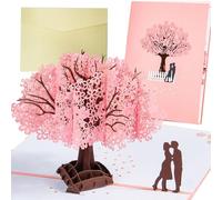 Vikrami lighting 3D Wedding Anniversary Card, Romantic Handmade Cherry Blossom Pop Up Card Love Letter Greeting Valentine Engagement Birthday Card with Blank Paper