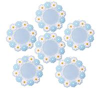 Vikrami Lighting 6-piece Soft PVC Retro Daisy Sunflower Coaster, 10cm Anti slip Warm Kawaii Cute Flower Coaster Table Bowl Mat Home Office Decoration Blue
