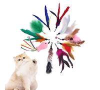 VIKSAUN 10 PCS Feather Teaser Cat Toy, Feather Spinning Attachment Feather Replacement Cat Catcher Toy, for Cat Play, Exercise, Activity & Fun, Assorted Color Cat Toys with Feather Tail (10 PCS)
