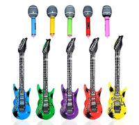 VIKSAUN 10 Pieces Inflatable Musical Instrument Inflatable Guitar Inflatable Microphone Rock Star Balloon Set Party Supplies Christmas Birthday Party Gifts 80s Hawaiian Summer Party(10 pcs)