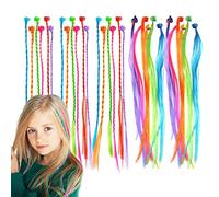 VIKSAUN 30 Pcs Kids Hair Extensions with Hair Clips, Girls' Fashion Bobby Pin Rainbow Wig, Braids Extensions Hair,Braided hair Styling Accessories, for Party Favors and Children Performance (30 Pcs)