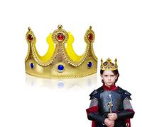 ViksauN King Crown Hat - Golden Crown with Gems, Coronation Party Decorations, Nativity Carnival (1 pcs)