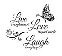 VIKSAUN Live Love Laugh Wall Stickers, Motivational Wall Stickers, Inspirational Family Quotes Lettering Wall Decals Art, Wall Sign Art Decor, for DIY Home Decoration for Bedroom Living Room (1 Psc)