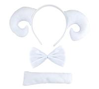 VIKSAUN Sheep Fancy Costume Animal Costume Set Headband Bowtie Tail Accessories Animal Theme Party Cosplay Party Birthday Party Dress Up Book day Stage Performance Toddler Kids (White)