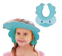 VIKSAUN Shower Cap for Kids, Baby Shower Cap, Bath Soft Cap, Adjustable Kids Shampoo Cap, Hair Washing Shield Shower Protector Adjustable Visor Hat for Kids Eyes Ears and Face Protection (Blue)