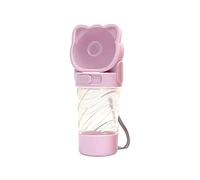 VIKTAO Water Bottles for Dogs 3-IN-1 350ml Dog Bottle 200ml Independent Food Bowl Portable Water Drink Feeding for Small Dogs Outdoor Appliance Poop Bag Area(Pink)