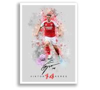 Viktor Gyokeres Arsenal Signed Photo Poster Print Picture Display Framed Autograph Memorabilia for Football Fans Gift Sweden Gyökeres (A3 Poster Only Grey)