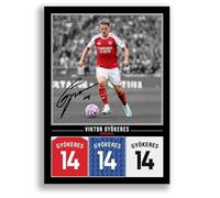 Viktor Gyokeres Arsenal Signed Photo Poster Print Picture Display Framed Autograph Memorabilia for Football Fans Gift Sweden Gyökeres (A4 poster Only Black)