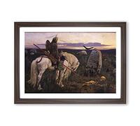 Viktor Vasnetsov Knight at The Crossroads Framed Print | A2 Walnut Framed Wall Art | Ready to Hang | Modern Nature Picture | Living Room Bedroom Lounge Office