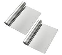 Viktorwan 2 Pack Stainless Steel Food Scraper and Chopper Large Griddle Spatula Kitchen Tool Gadget,Multi-purpose Kitchen Utensil for Dough, Cake, Pizza