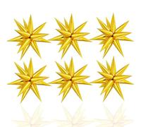 VIKY 6Pcs New Year's Eve Decorative Balloons Gold,50cm 4D Explosion Star Foil Balloons, Happy New Year Decorative Balloons, Star Balloon for New Year Decoration, 70-80s Disco Decoration,