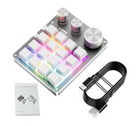 Vikye 16-Key Gaming Keyboard, One-Handed USB 3 Knob Hotswap Programmable Keyboard, Wired BT USB-C Keypad for Macros and Rhythm Games (White)