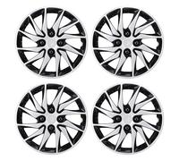 Vikye 4 Pack 14 Inch Wheel Hub Caps, R14 Snapping On Full Protection Wheel Covers, Replacement Hubcaps for Most Cars, Trucks, SUVs for Clio, Escort (Silver Black)