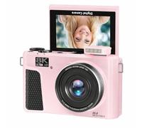 Vikye 8K Digital Camera for Photography, 88MP Vlogging Camera for Travel Beginner with 3" 180° Flip Screen, 18X Compact Travel Cameras (Pink)