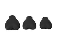 Vikye Heart Shaped Makeup Brush Cap 3pcs Silicone Guard for Makeup Artists and Travelers (Black)