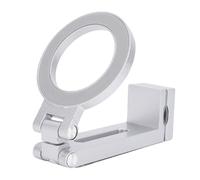 Vikye Magnetic Clip On Phone Holder, 360 Degree Rotation Cell Phone Mount, Universal 1 4 Tripod Mount Foldable Stand for Bike, Airplane Travel, Microphone (Silver)