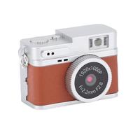 Vikye Mini Keychain Camera, 1080P 2MP Retro Aesthetic, Mini Portable Digital Camera with 32GB SD Card for Travel Recording Birthday Gifts (Brown)