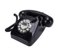 Vikye Retro Landline Telephone, Classic Corded Desk Phone with RJ11 Connector, Vintage Old Fashioned Dial Buttons Phone with Redial Function for Home (Black)