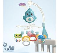 Vikye Sweet Dreams Crib Mobile with Musical Toys and Starry Sky Projection to Calm and Entertain, Blue/Pink ABS Material, 1 Crib Mobile, Suitable for Baby Boys Girls (Blue)