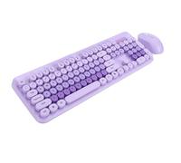 Vikye Wireless Keyboard and Mouse Combo, Retro Typewriter Style Round Keycaps 104 Keys Cute Set Silent Click with 2.4GHz Receiver, for PC Laptop (Purple)
