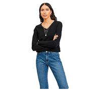 Vila Clothes Women's Viril L/s V-Neck Knit Top-noos Jumper, Black, 34 (Manufacturer Size: X-Small)