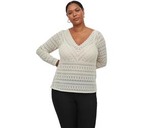 Vila Evoked Chikka Long Sleeve V Neck T-shirt Beige 52 Woman