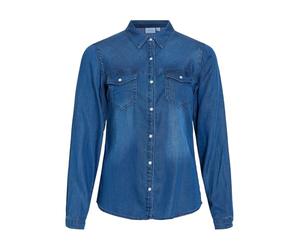 Vila Female Denim Shirt Pockets, Dark Denim Blue, M