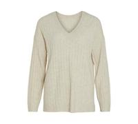Vila Women's Vimiraz L/S Rev V-Neck Knit Pullover/Bf Sweater, Birch, S