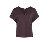 Vila Noos Women's Variety V-Neck S/S Satin Top Short Sleeve Blouse (Pack of 1), Plum Perfect, 12