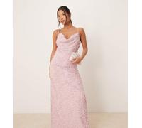 Vila Petite Womens cowl neck textured cami maxi dress in rose pink - Size EU 32 (Womens)