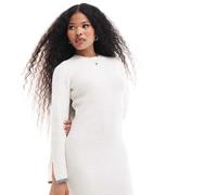 Vila Petite Womens super soft knitted midi dress with contrast edge in winter white - Size 2XL