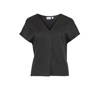 Vila Top-Noos Women's Variety V-Neck S/S Satin Short Sleeve Blouse, Black, 18