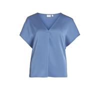 Vila Women's Viellette V-Neck S/S Satin Top-Noos Short-Sleeved Blouse, Coronet Blue, 8